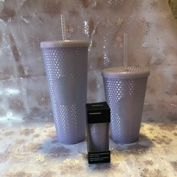 NEW Starbucks Holiday 2021 Icy White Iridescent Bling Set NEW - Picture 1 of 7